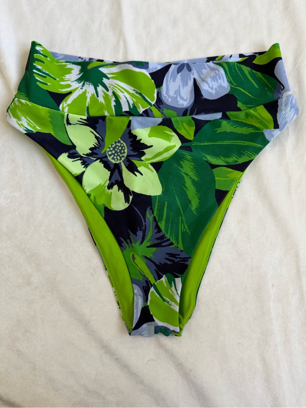 aerie Green Floral High-Cut Bikini Bottom